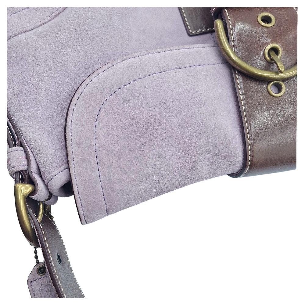 Vintage Y2K Coach Soho 9688 Demi Flap Lilac Suede Hobo Bag - Picture 9 of 13